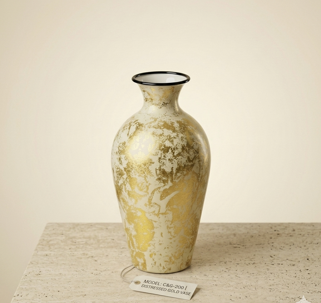 Distressed Gold Vase
